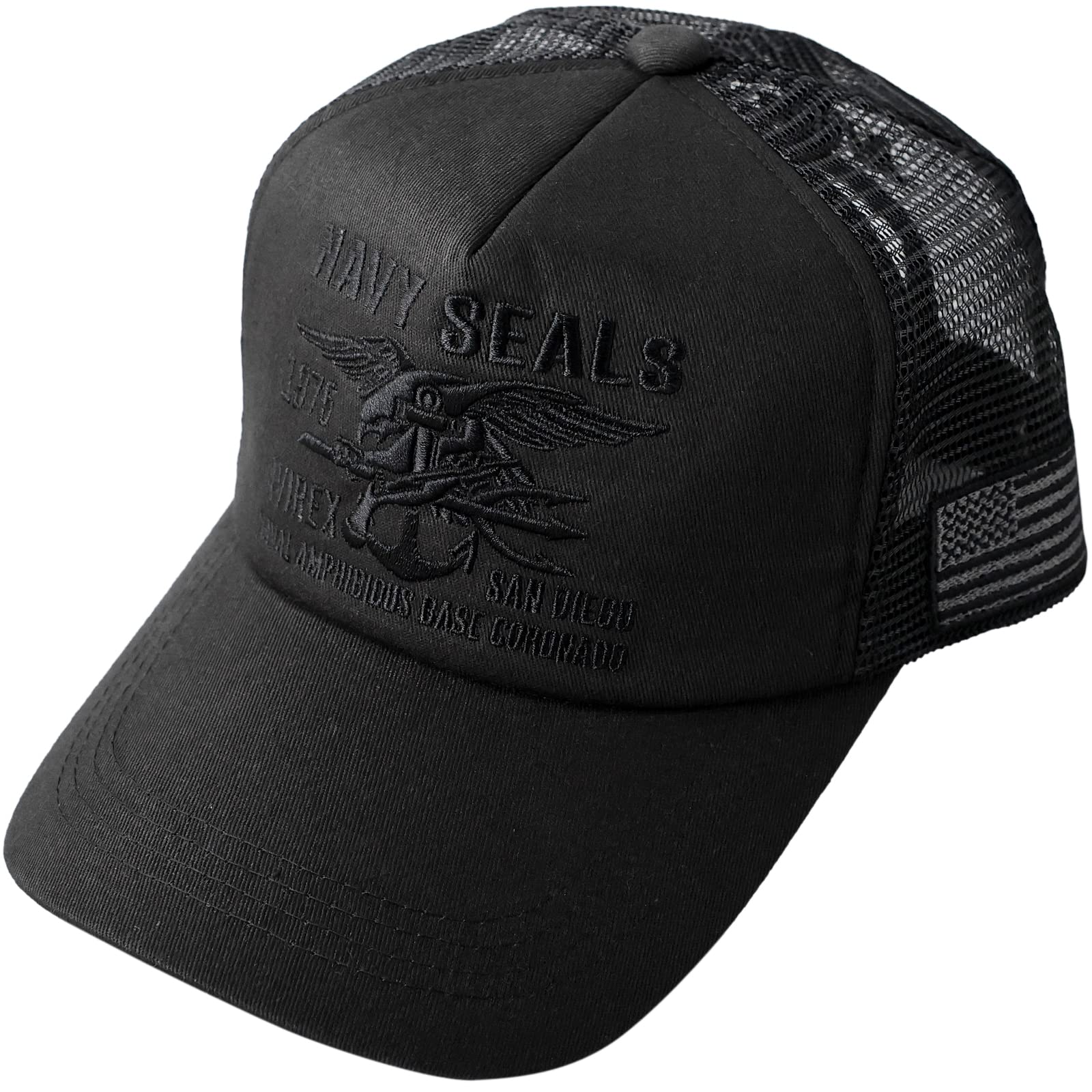 

Avirex Standard Military Mesh Available in 2 Sizes Summer Cap Navy Seals All Black Men s Cap, (XL, LL), (Free Size, (89))