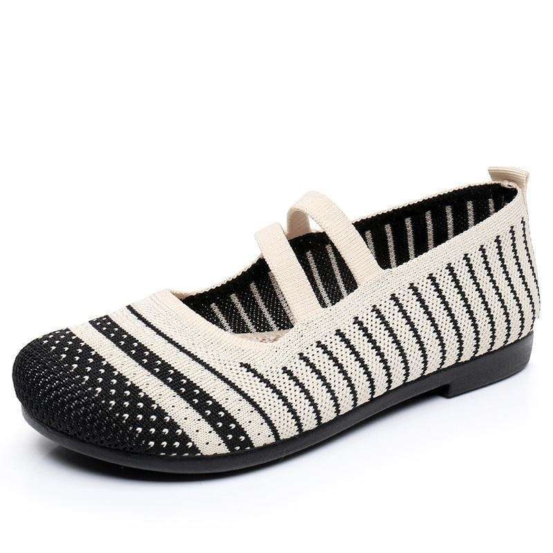 Alte Nord-Stoffschuhe Damen flachsohlige vielseitige Einzelschuhe flachmündig flachabsätzig Mutterschuhe atmungsaktiv weichsohlig extra groß Damen