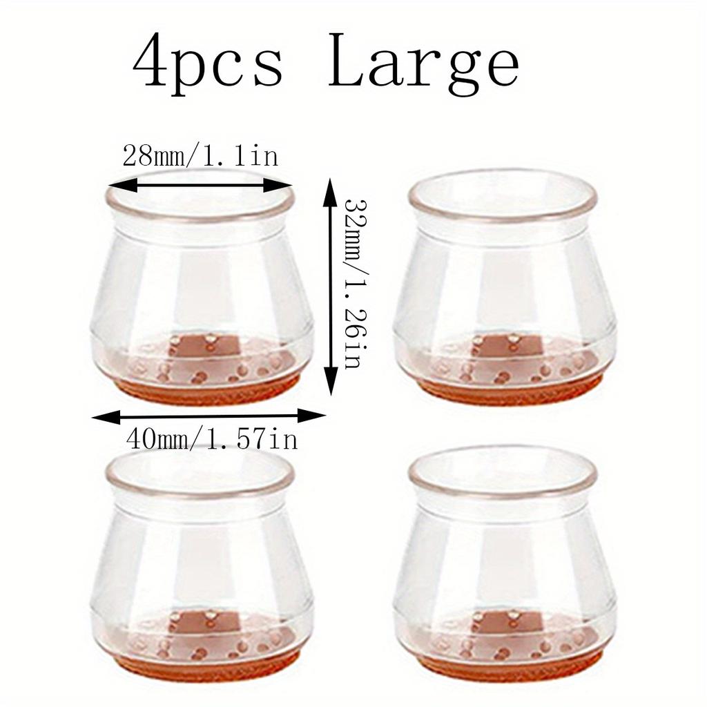 4pcs Chair Leg Floor Protectors, Silicone Chair Leg Covers, Small Floors Felt Pads Reduce Noise, Furniture Accessories