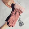 Women's suede thermal gloves are labeled for outdoor touchscreen gloves