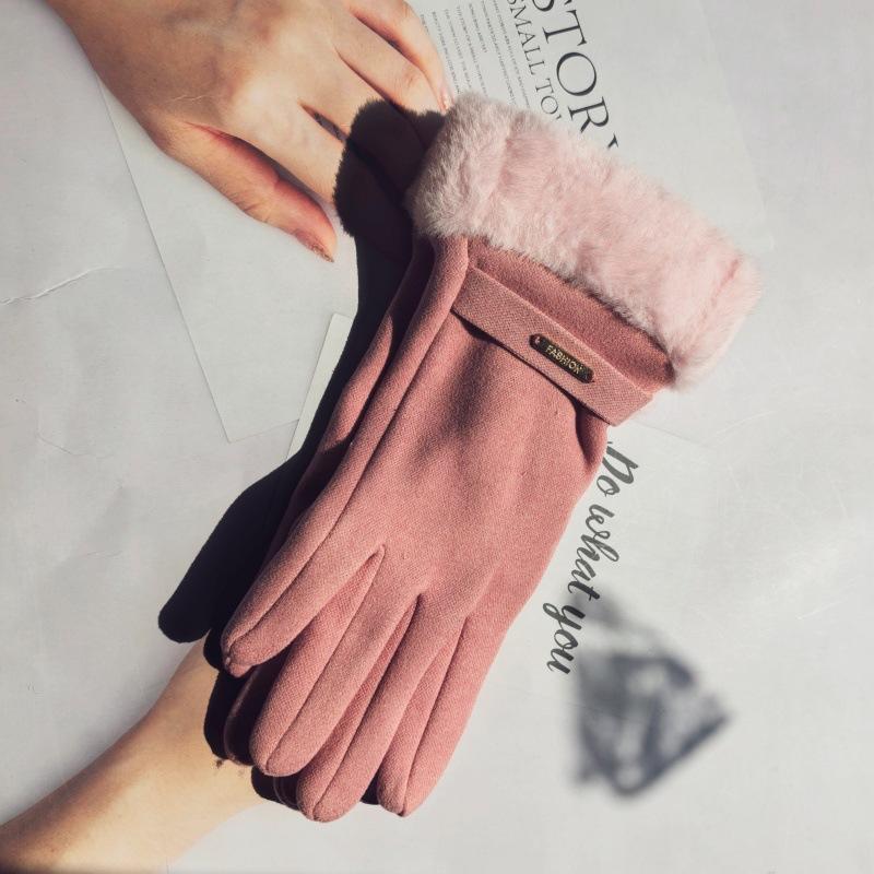 Women's Suede Thermal Gloves Are Labeled for Outdoor Touchscreen Gloves