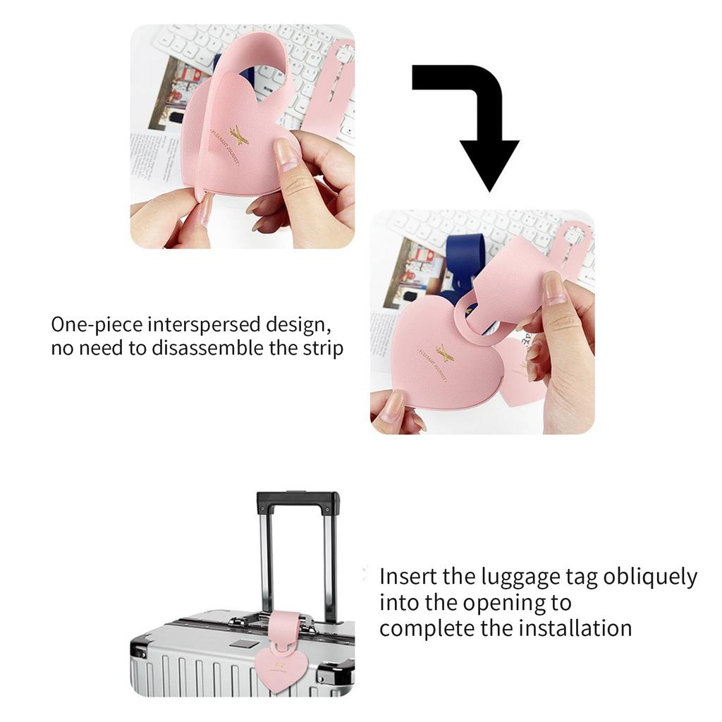 Baggage Backpack Tags Suitcase Luggage Heart Tag PU Leather Name ID Address Invitation Label Travel Accessories Portable