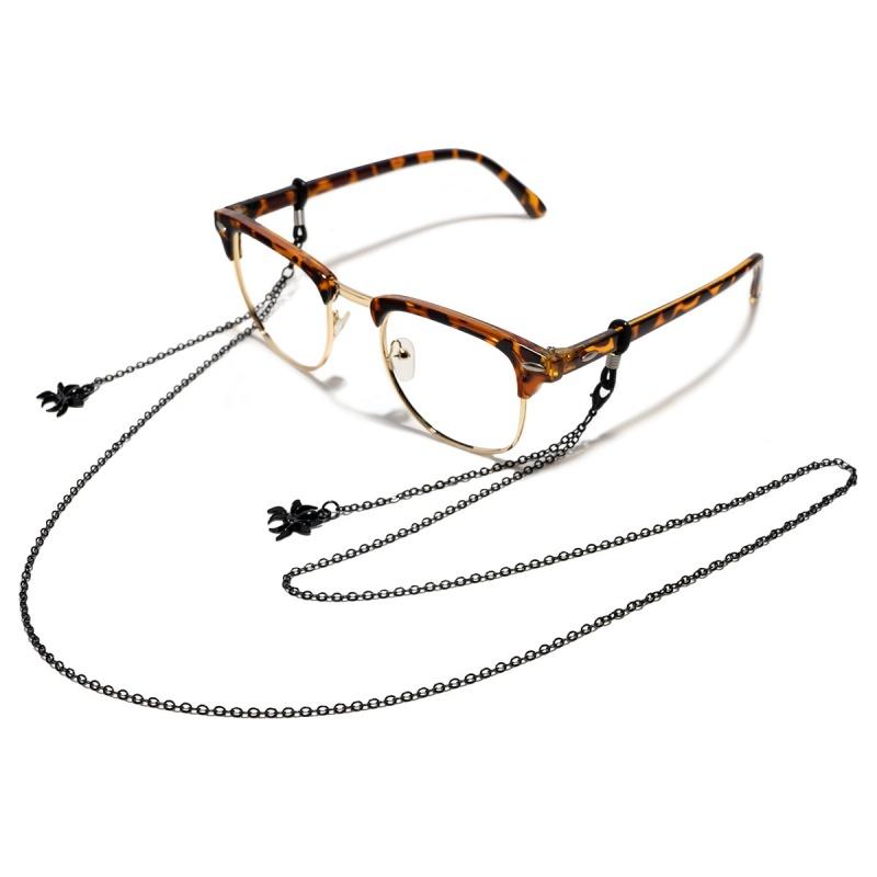 Punk Black Spider Glasses Chain for Men Women Fashion Glasses Holder Sunglasses Spectacles Metal Chain Holder Neck Strap Rope