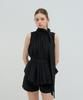 Kamino Tie Shirred Sleeveless Blouse Black