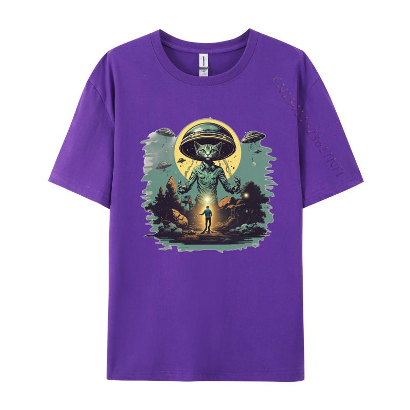 Alien Landing Tshirt Six Flying Saucers Invasion Top Tshirts Tops Shirts Fashionable Graphic T Shirts Men Cotton