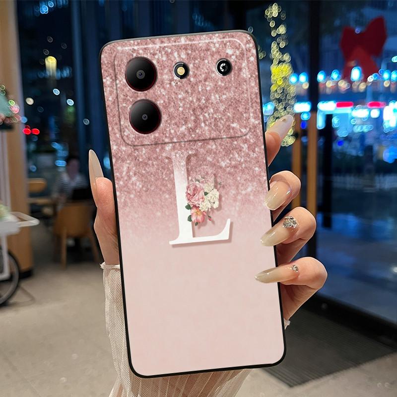 Case For ZTE Blade A54 4G Soft Silicone Black Shell ZTE Blade A54 4G Beautiful Letter Starry Sky Pattern Anti-scratch Cover