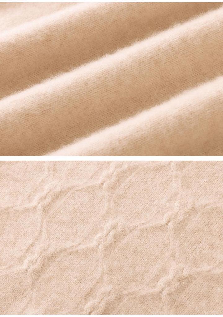 2024 Women's Autumn/Winter Cashmere Cable Knit Sweater – Half-High Neck, Thick, Loose Fit Knitwear