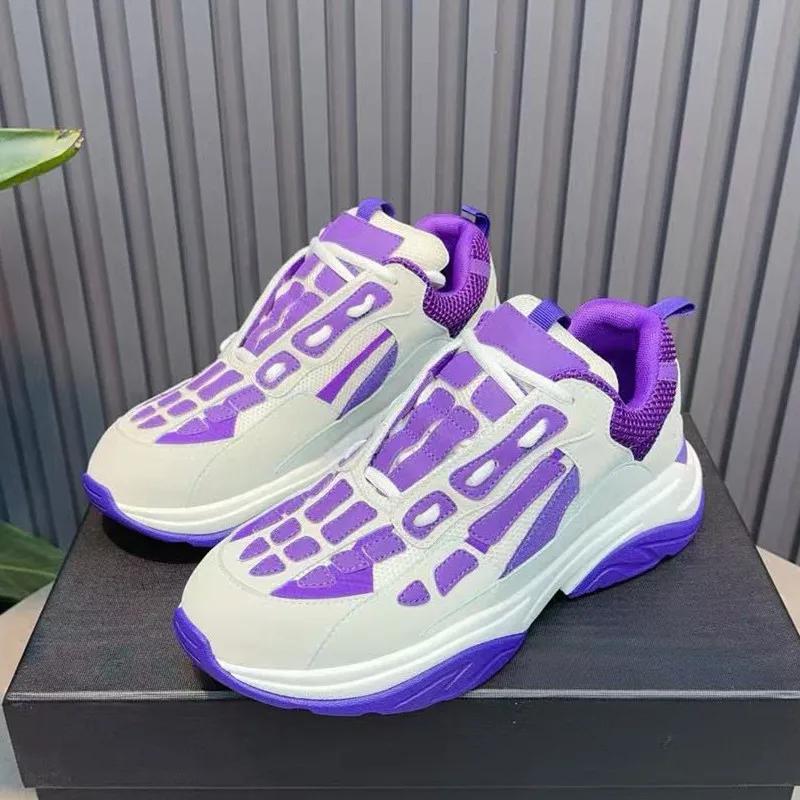 Fashion Dad Shoes Women'S Platform Thick Sole Sports Casual  New Leather White Lightweight Heeled Sneakers