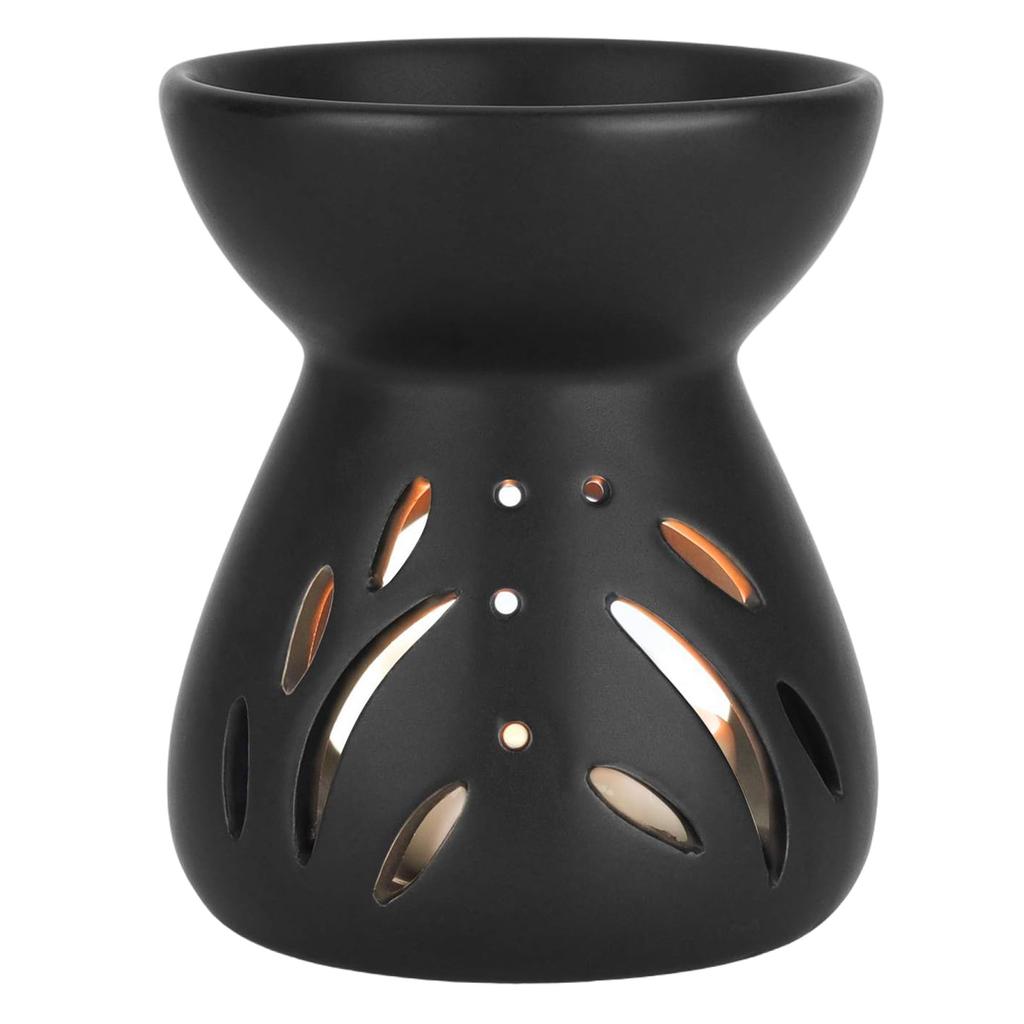Black Ceramics Aromas Diffuser Wax Melt Burners Oil Warmer Tealight Candle Holder for Relaxation In Bedroom or Studios