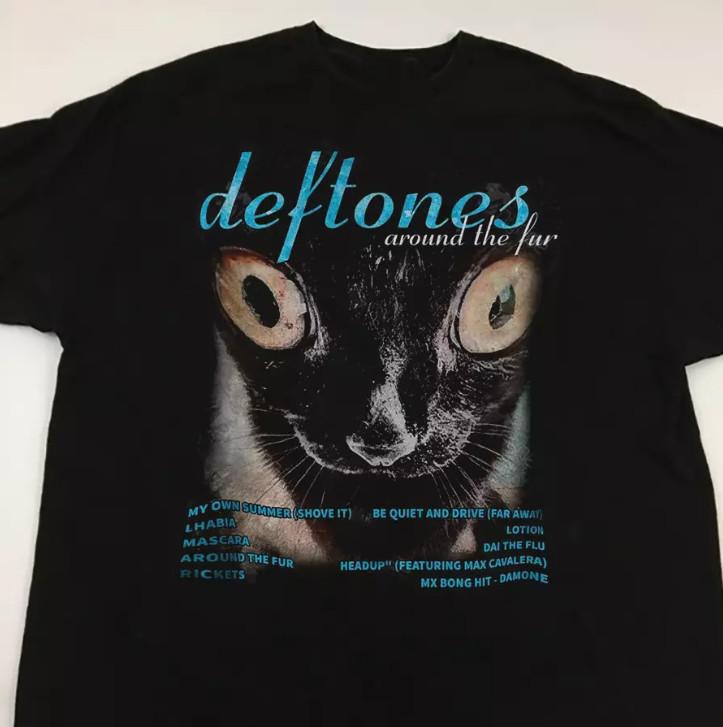 Around The Fur Cat Deftones Shirt 90S Gift Funny Black Unisex T-Shirt L