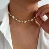 Adjustable Imitation Pearl Choker White Goth Clavicle Chain Vintage Boho Starfish Necklace  Jewelry