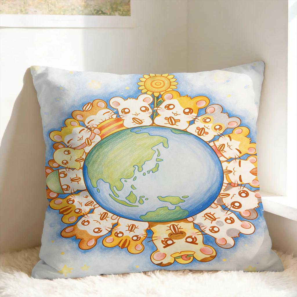 Cute HHamtaroS Mouse Pillow Case Novelty Pillow Cover Comfy Pillowcases For Sofa Home Decoration