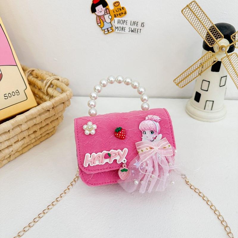 Girl Cinderella Belle Crossbody Shoulder Bag Cute Pearl Accessory Purse