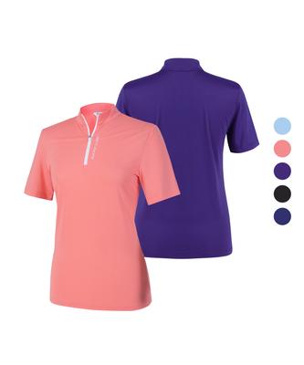 2ELA Women'S Everycool Cooling Zip-Up Short Sleeve T-Shirt 5 Colors (Type A)