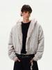 Retro American Deconstructed Panel Fur Collar Hooded Jacket