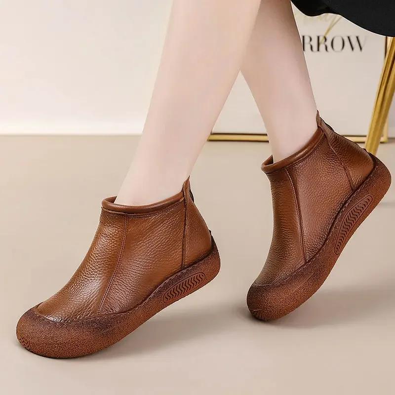 Damen Stiefeletten Herbst Winter Neu Britisch Retro Kurze Stiefel Flach Lässig Bequem Rutschfest Wasserdicht Outdoor Stiefel