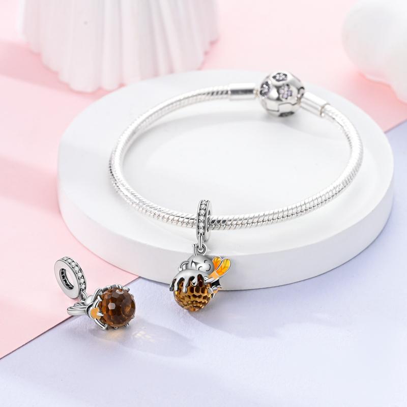 Pendant Charm Bead Copper Cute Bee Honey Beads Fit Original Bracelet For Jewelry Making Valentine'S Day Gift