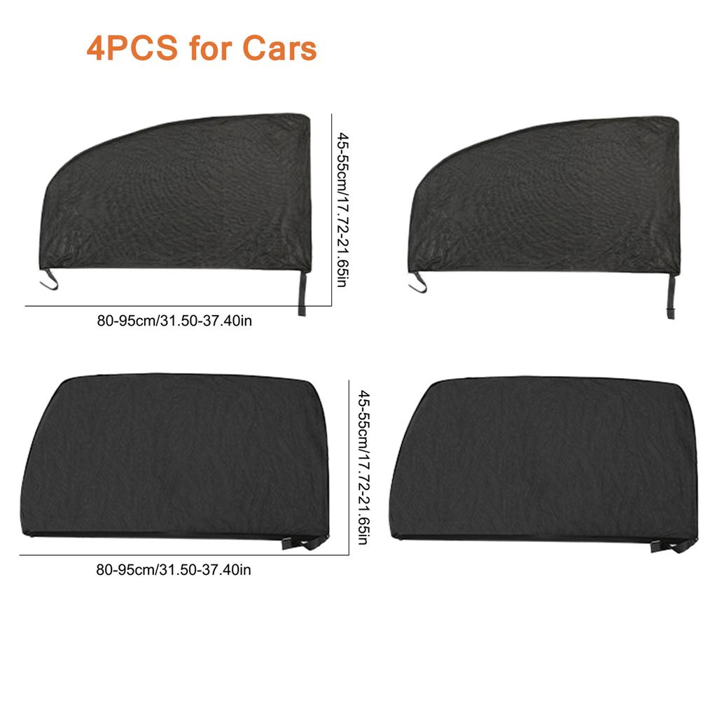 4pcs Car Window Screen Door Covers Front/Rear Side Window UV Sunshine Cover Shade Mesh Car Mosquito Net For Cars SUVs MPV