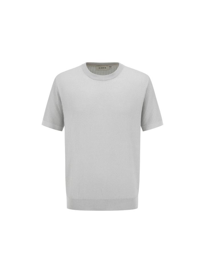 Giozia Men S Washable Miracle Vertical Knit Short Sleeve Sweater_Light Gray Lgr (Light Gray)/95
