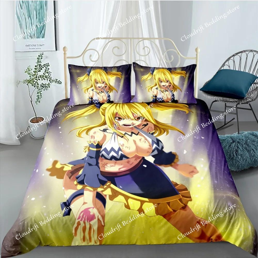 Anime Fairy Tail 3D Duvet Cover with Pillow Cover Bedding Set Single Double Twin Full Queen King Bed Set for Bedroom Decor