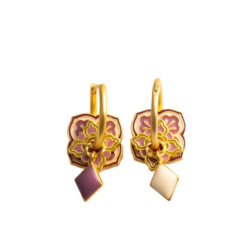 Colorful Drip Glaze Retro Chinese Earrings: Ethnic, Simple, Fashionable Style