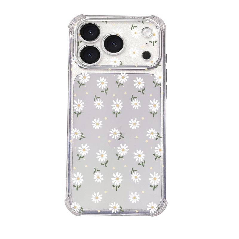 Small Fresh Full Screen Flower Transparent Case, Suitable for iPhone15 Literary Style Mobile Phone Case, Apple 17 Anti-drop Protective Case
