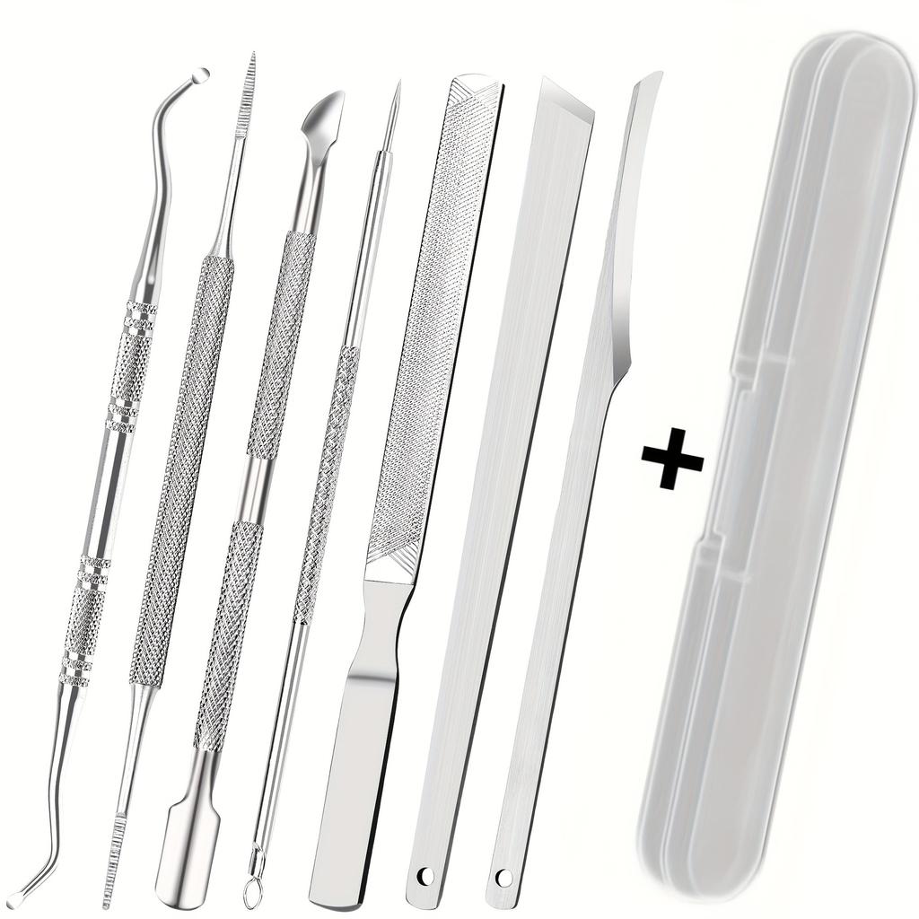 Stainless Steel Pedicure Knife Set: Dual-Headed Nail Pick with Razor, Foot File & Exfoliating Tool