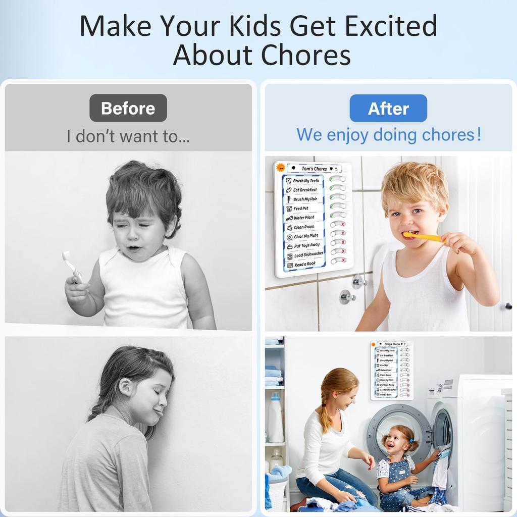Convenient Chore Checklist Board for Kids Magnetic Schedule Chart with Reusable Memo and 4 Replaceable Blank Sheets