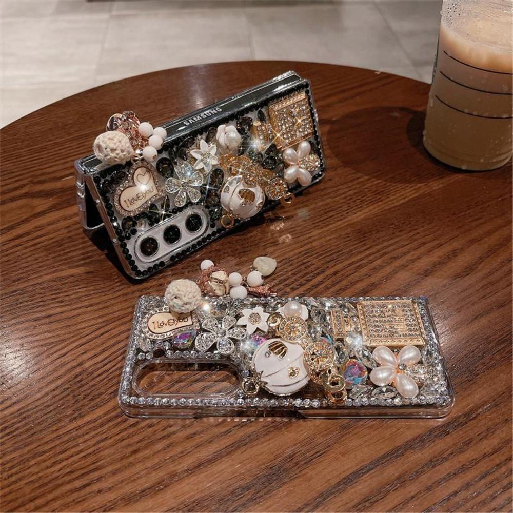 Exquisite Luxus DIY Diamant Anti-Drop Schutzhülle Für Samsung Galaxy Z Fold 7 6 5 4 3 2 Luxuriöser Strassstein Frau Telefon Celular Hülle