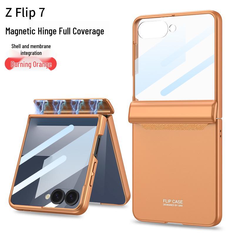 Samsung ZFlip7 Case: Ultra-Thin Foldable Screen Protector with Magnetic Adsorption - Full Coverage, Hard Shell Design.