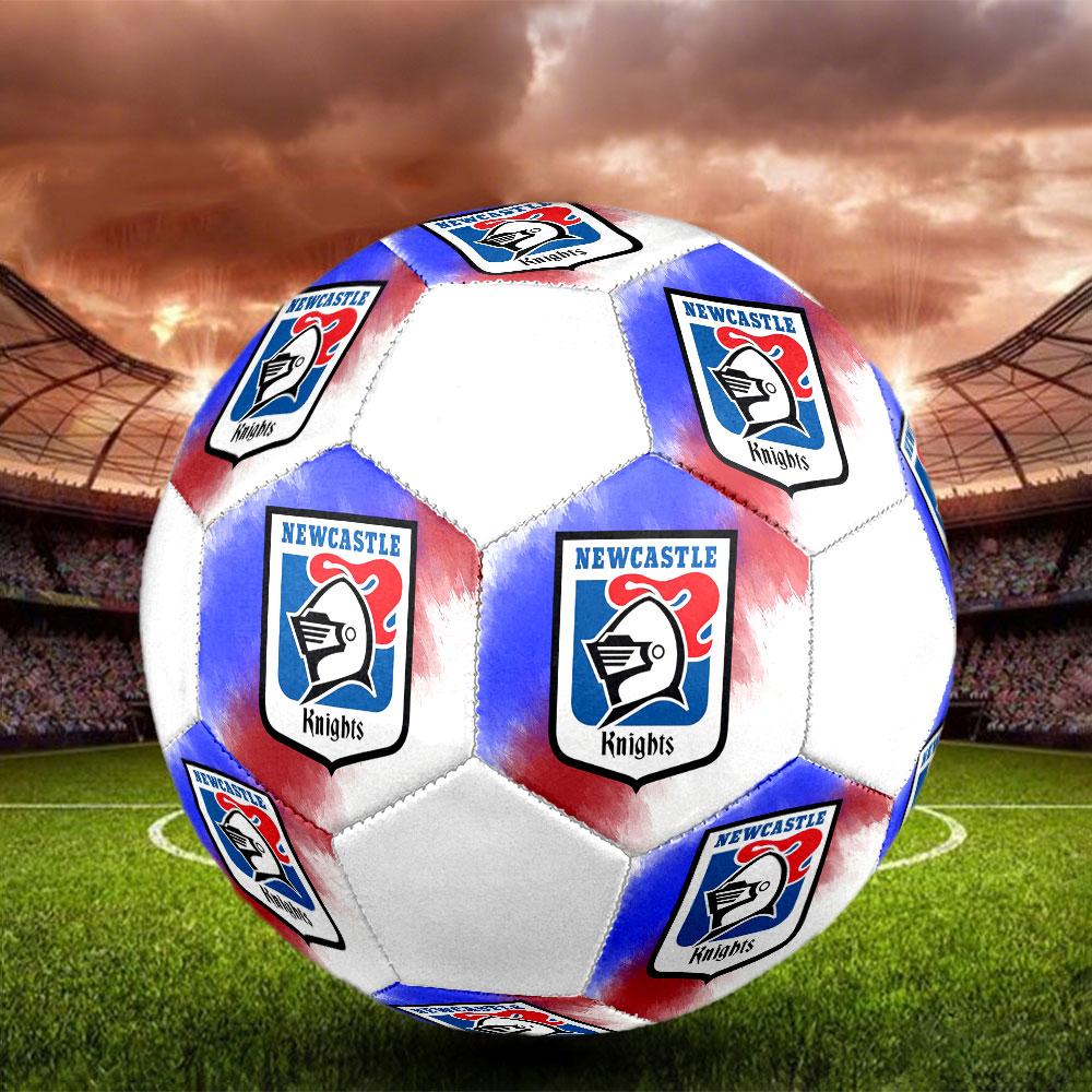 Newcastle Knights Size 5 Soccer Ball, Machine-Stitched PVC, Durable & High Bounce, All Ages Fit, Fan Merchandise, Matches & Outdoor Use.