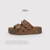 Cattle Velvet Rivet Holiday Retro One-Pedal Birkenstocks Thick-Soled Heightening Shoes