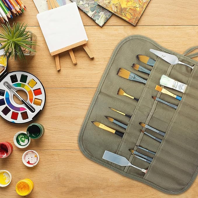 22 Löcher Roll Art Federmäppchen Pinsel Tasche Leinwand Studenten Federtasche Pinsel Kunst Aufbewahrungs Halter Schreibwaren Zubehör