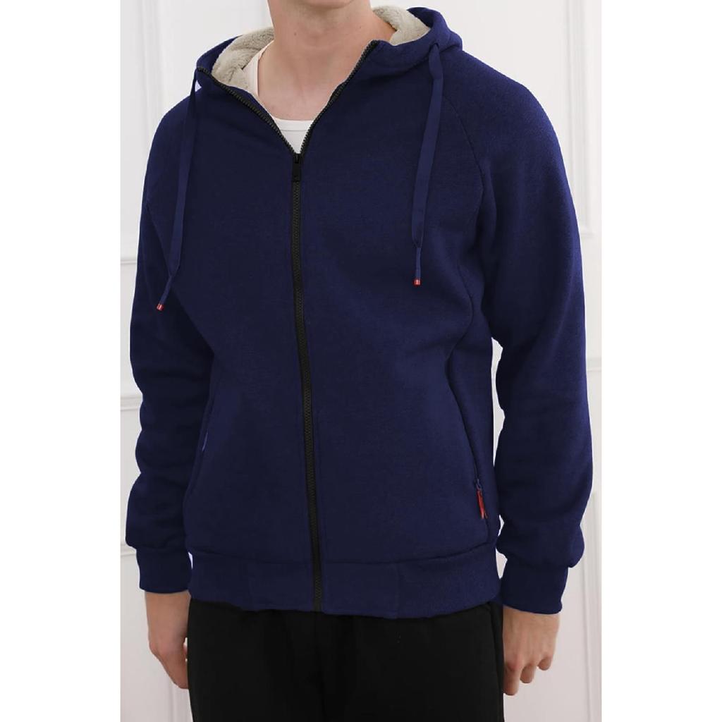 Ghassy Co.. Men's Ultra Thermal Sherpa Lined Hooded Winter Sweatshirt With Zipper Pocket