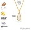 Chamrs Necklace for Women, Nature White Shell Inlay, Dropwater Heart Square Pendant Necklace, Stainless Steel Waterproof Jewelry