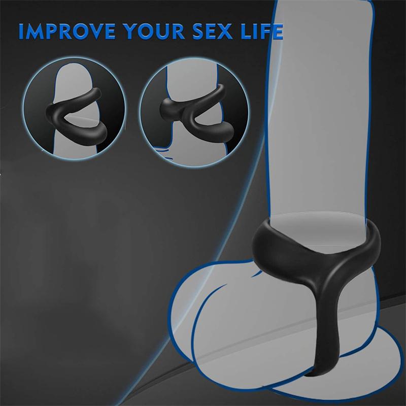 Soft Silicone Cock Penis Rings Testis Restraint Erection Lasting Time Delay Ejaculation Ball Stretcher Adult Sex Toy For Men