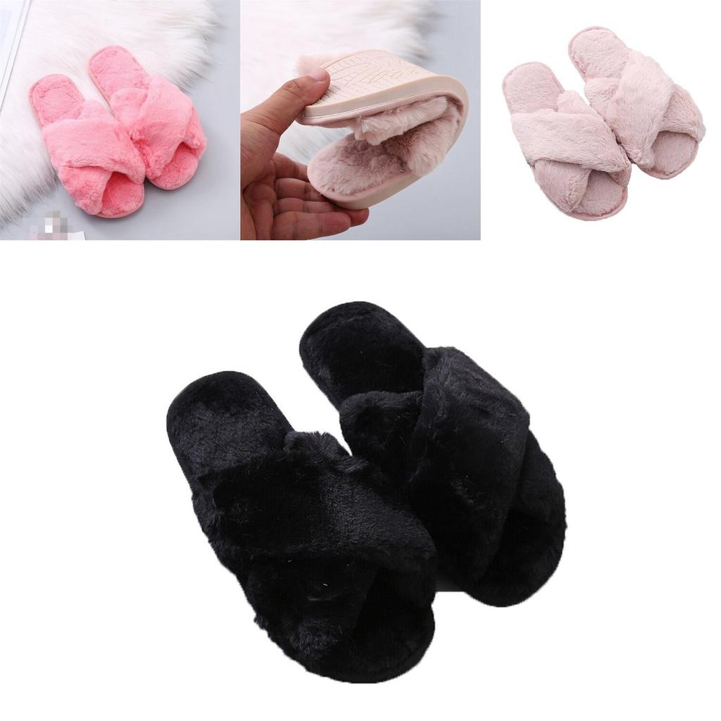 Eye-catching Women's Fluffy Slippers Soft Fur Summer Mules Shoes In Red