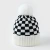 Plaid Knitted Pullover Hat With Fleece Lining Ear Flap Warm Winter Autumn Hat