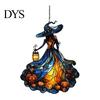 Whimsical Halloween Home Decorations Witch Acrylic Suncatcher, Stained Glass Effect Window Car Hanging Ornament, Gothic Scary Party Supplies for with