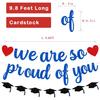Pre-Strung We Are So Proud of You Banner Garland for Veterans Day Congratulation Graduation Party, NO DIY Black and Blue Glittery Letter Hat Sign for