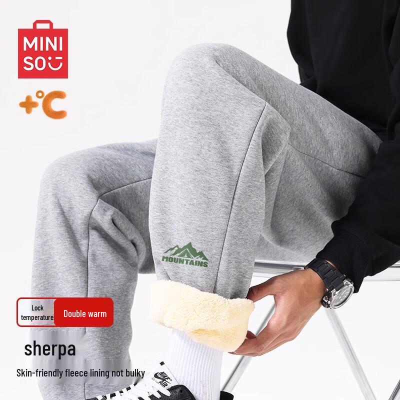 

MINISO Men s Lamb Fleece Winter Sweatpants XL
