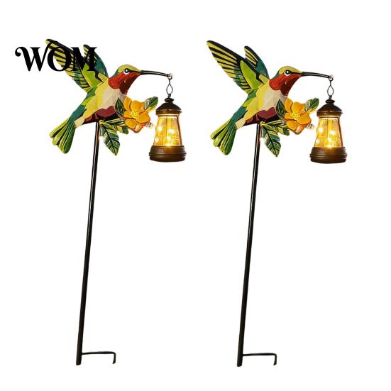 Landscape Lighting for Lawns Solar Kingfisher Garden Stake Light, Metal Bird Yard Art with Hanging Lantern, Auto-On Decorative LED Waterproof Outdoor