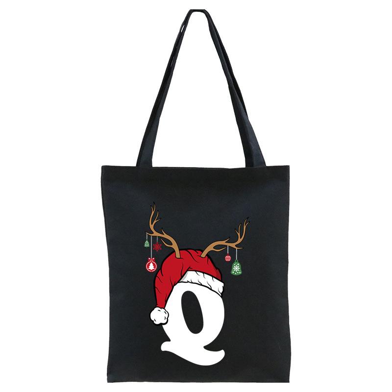 Christmas 26 English Letter Printing Tote Bag Shoulder Bag Women's New Large Capacity Go Out Portable