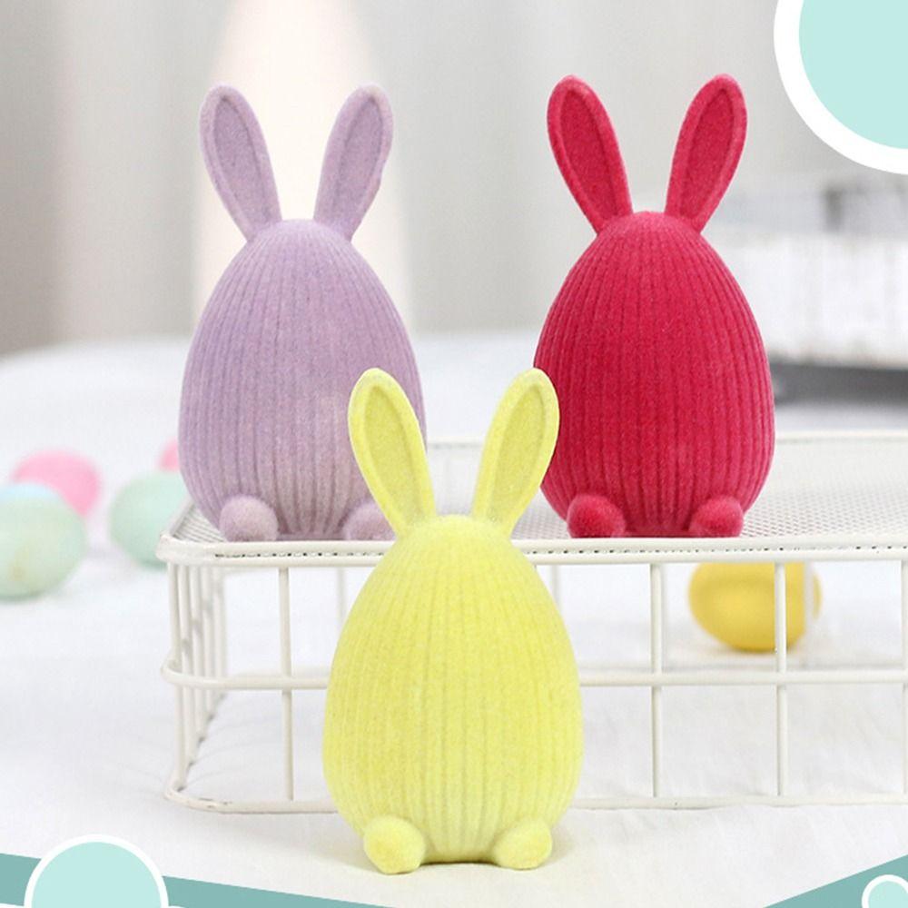 Resin Easter Rabbit Figurine Multicolor Cartoon Buuny Statue Creative Easter Egg Rabbit Gift