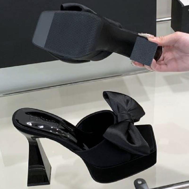 Fashion Elegant Bow Square Toe Women Sandals Summer Open Toe Square Heel Women High Heels Fashion Comfortable Super High Heel Dress Shoe