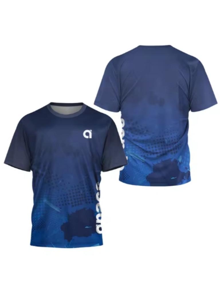 Summer 3D Printed Men's Round Neck Sports T-shirt Badminton Game Quick Drying T-shirt Table Tennis Outdoor Loose Sports Short Sleeve