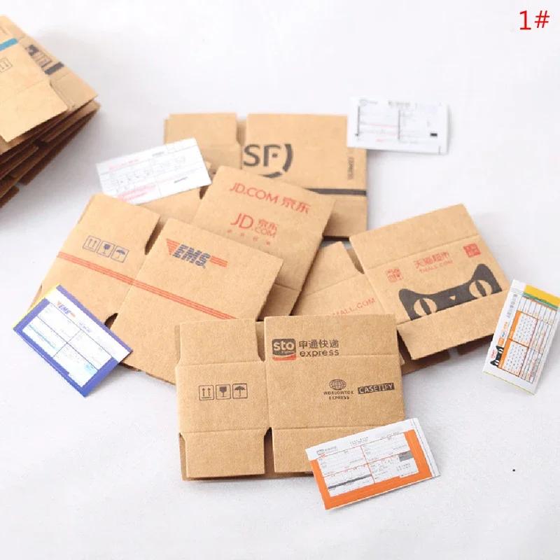 1set 1:12 mini cardboard box express cardboard box dollhouse simulation miniature decorative express box