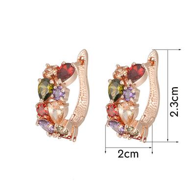 Stud Earrings Women's Colorful Zircon Earrings Cute European and American Simple Ear Buckle Trinkets Women