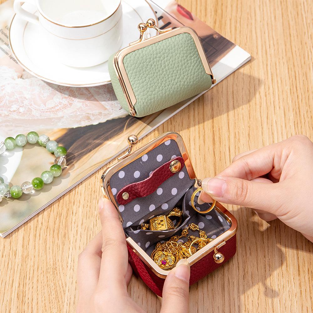 Genuine Leather 5-in-1 Travel Jewelry Organizer - Compact Coin Purse, Mini Ring Box & Necklace Case with Anti-Tarnish Lining