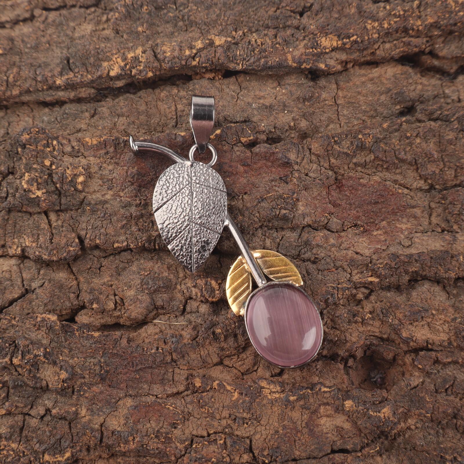 

Natural Purple Cat S Eye Sterling Silver Mother Gift Engagement Birthday Pendant PP-55-43